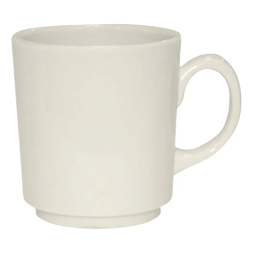 GET PP1100906424 Mug, 11-1/2 Oz (4-1/2"), Stackable, Scratch/Chip Resistant Porcelain White - 1 Dozen