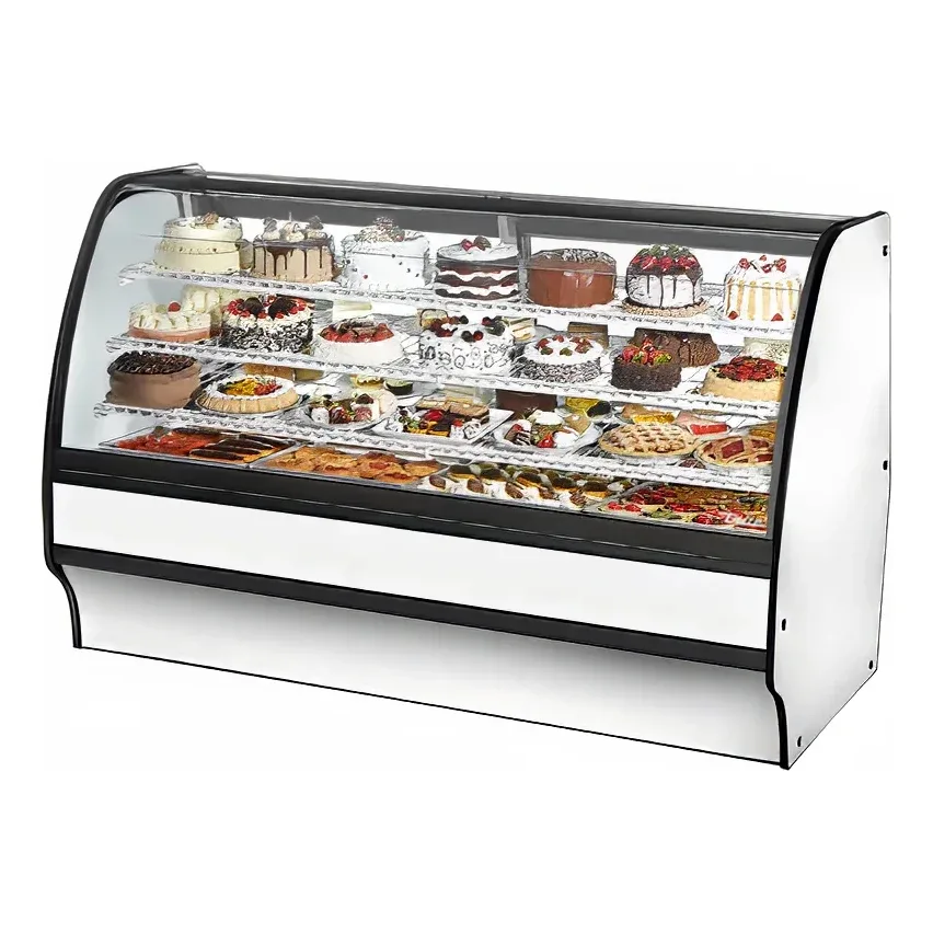 True TGM-R-77-SC/SC-W-W 77 1/4″ Full Service Bakery Case w/ Curved Glass – (4) Levels, 115v