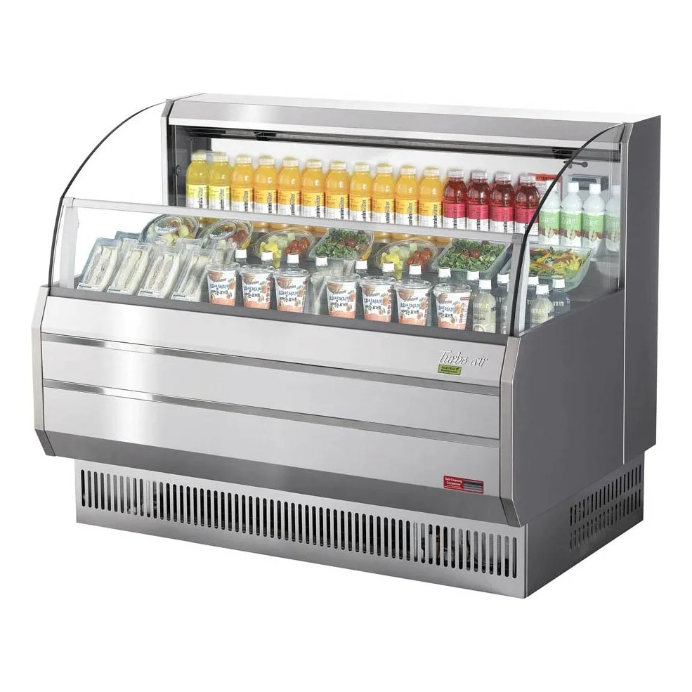 Turbo Air TOM-60SS-N 63″ Horizontal Open Air Merchandiser, Stainless Steel, Self-Contained, 3 Shelf, 11.2 cu. ft.