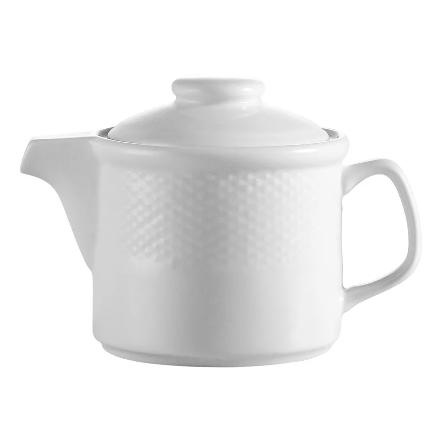 CACChina BST-TP Boston Teapot, 15 oz, 6-1/4" L x 4" W x 4-1/4" H, Porcelain, Embossed, Lid - Dozen