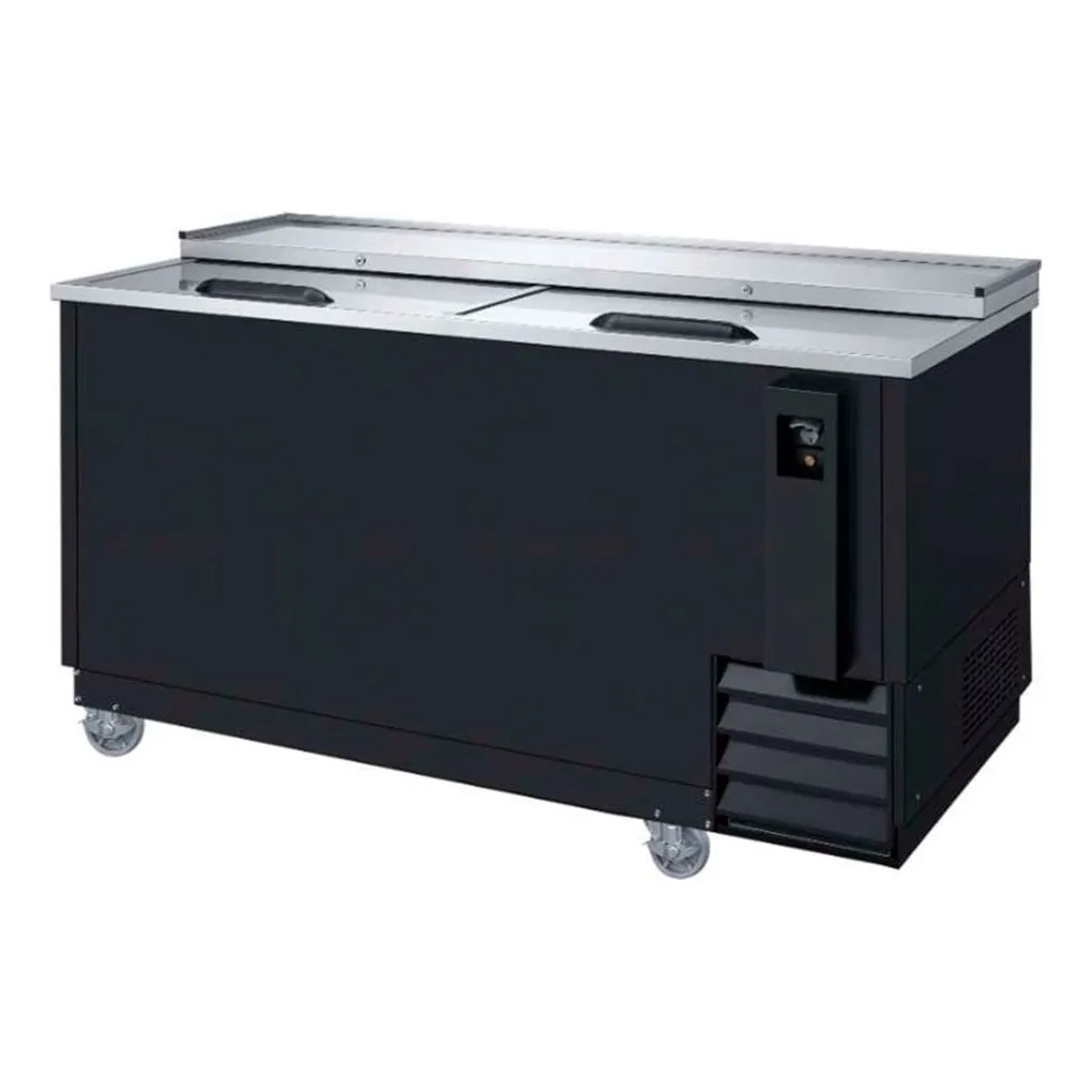Dukers DHBC50 49 5/8" Forced Air Bottle Cooler - Holds (918) 12 oz Bottles, Lid Locks, Black, 115v