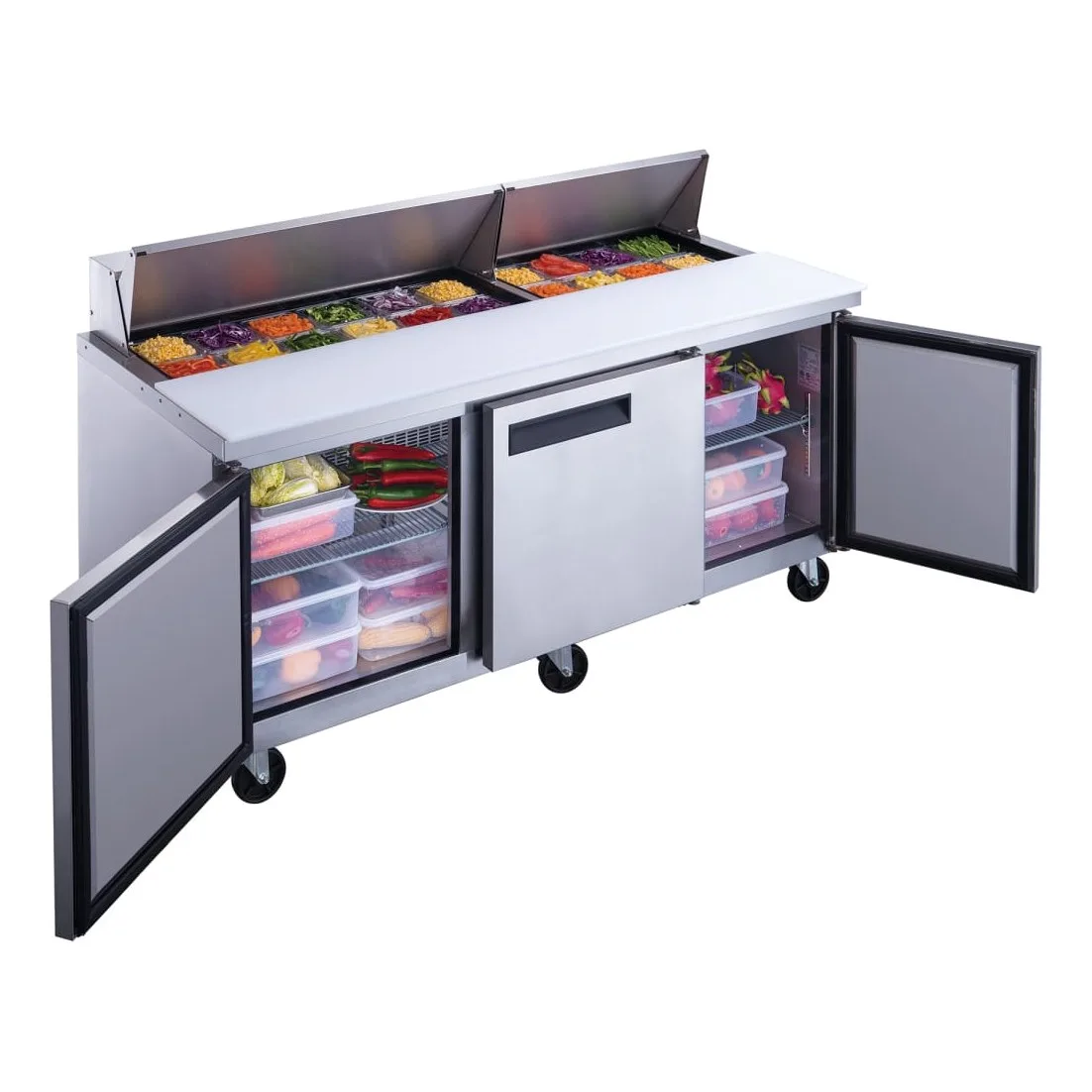 Dukers DSP72-18-S3 72 1/2" Sandwich/Salad Prep Table w/ Refrigerated Base, 115v