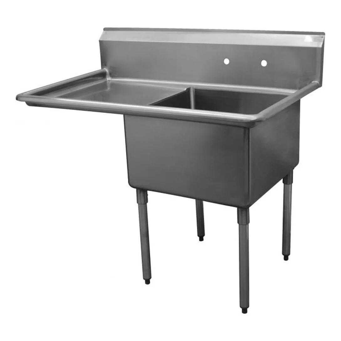Serv-Ware E1CWP1818L-24 44.5″ One Compartment Sink, 18″W x 18″L Bowl With Left-Hand Drainboards