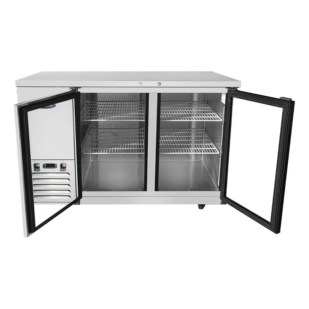 Atosa USA MBB59GGR 57“ Two Section Back Bar Cooler with Glass Door, 17.3 cu. ft.