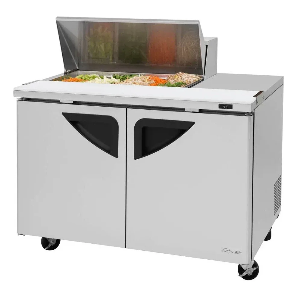 Turbo Air TST-48SD-08S-N 48″ Two Section Sandwich / Salad Prep Table w/ 2 Doors, 8 Pans