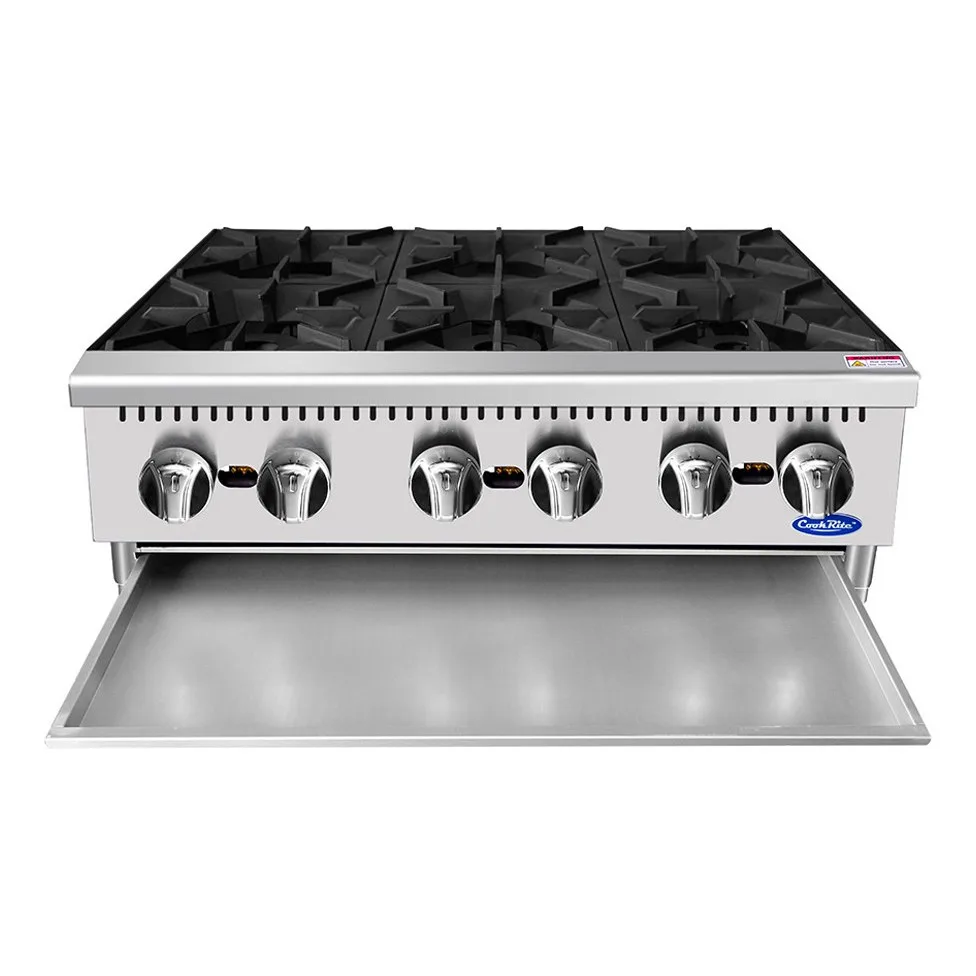 Atosa USA ACHP-6 36“ Countertop Gas Hotplate with (6) Burners, Manual Controls, 192.000 BTU