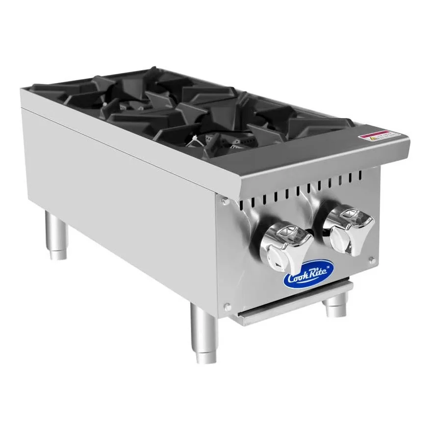 Atosa USA ACHP-2 12" Countertop Gas Hotplate with Manual Controls, 2 Burners