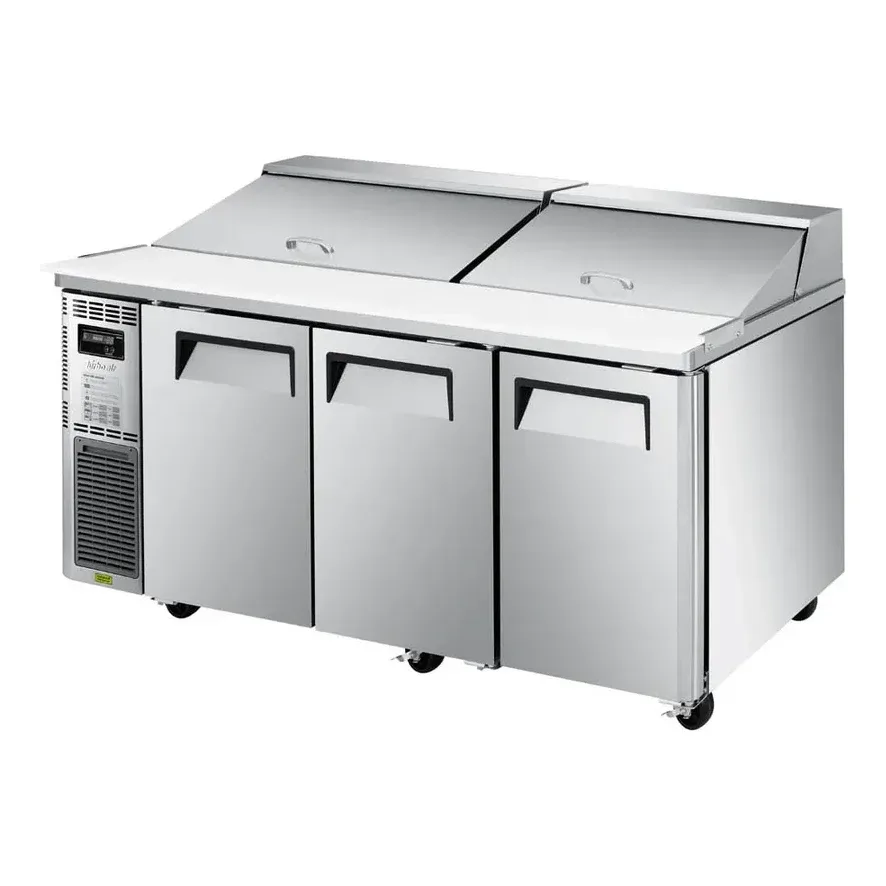 Turbo Air JST-72-N 70″ Three Section Sandwich / Salad Prep Table w/ 3 Doors, 18 Pans