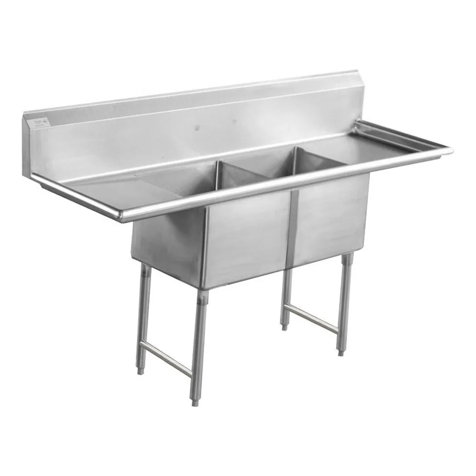 Serv-Ware E2CWP24242-24 96″ Two Compartment Sink, 24″W x 24″L Bowl With 2 Drainboards