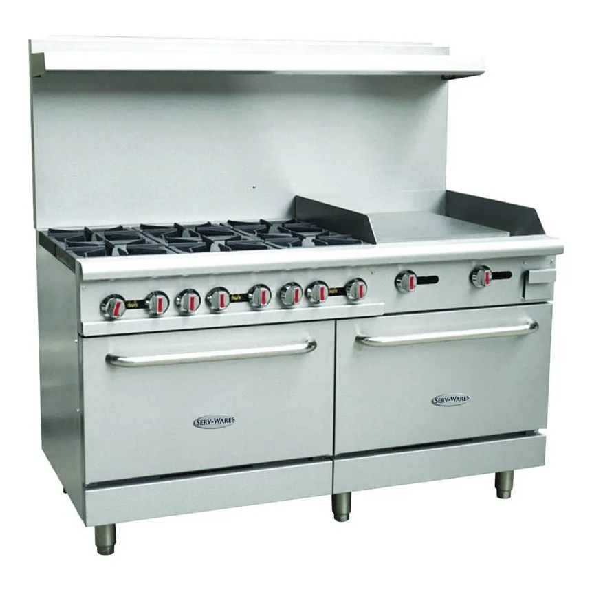 Serv-Ware SGR-6B-24G 60″ Gas Restaurant Range w/ (6) Open Burners, 24″ Griddle