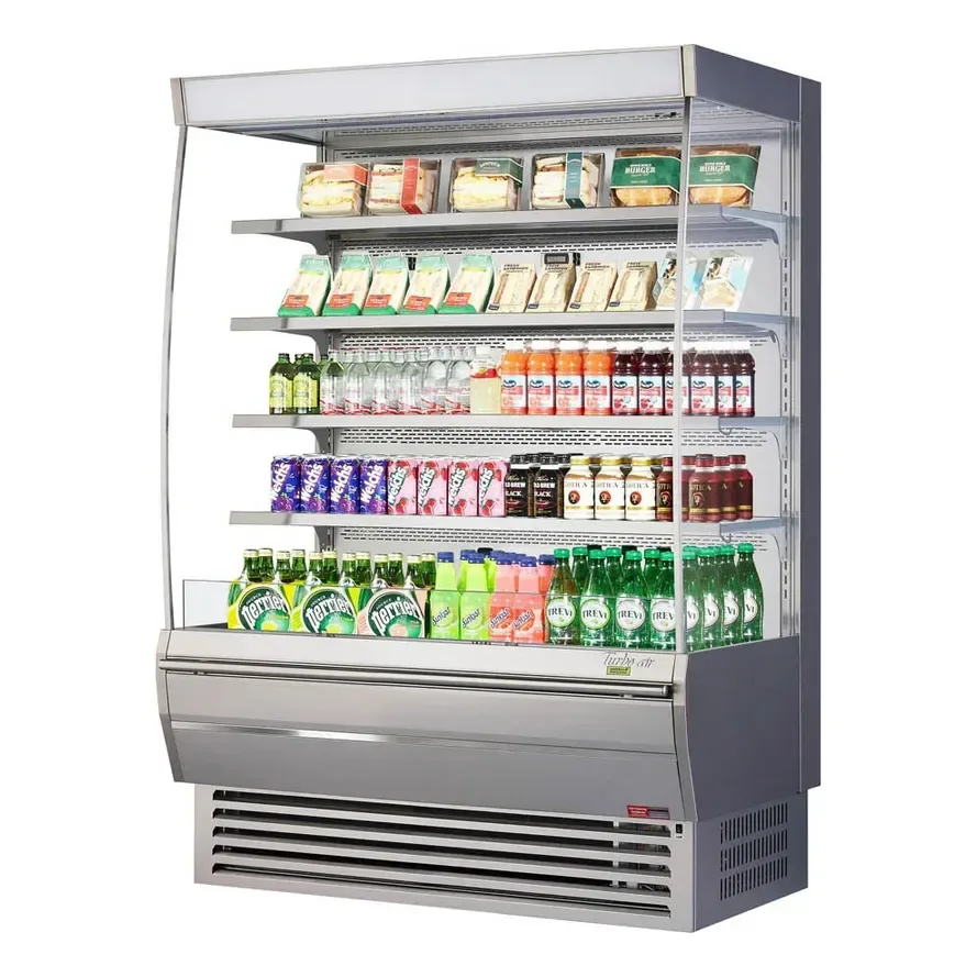 Turbo Air TOM-60DXS-N 60″ Vertical Extra Deep Open Air Merchandiser, Stainless Steel, Self-Contained, 4 Shelves, 18.9 cu. ft.