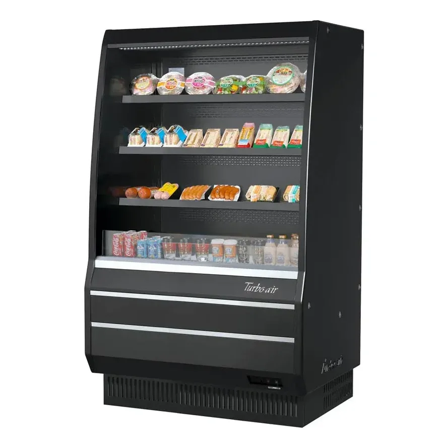 Turbo Air TOM-40MB-SP(-A)-N 39″ Vertical Open Air Merchandiser, Specify Exterior, Self-Contained, 3 Shelves, Solid Sides, 9.3 cu. ft.