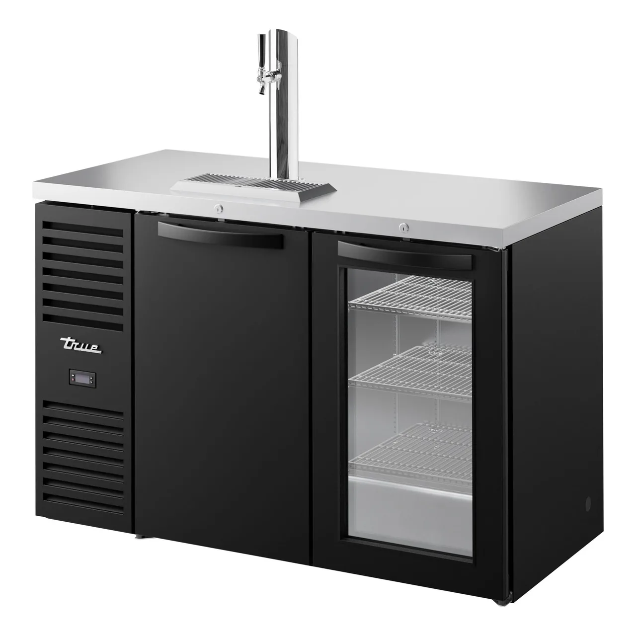True TDR52-RISZ1-L-B-SG-1 52″ Two Section Black Draft Beer Cooler, 120 Volts