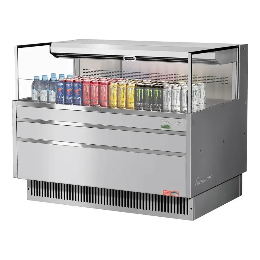 Turbo Air TOM-48L-UF-S-1S-N 46″ Horizontal Open Air Merchandiser, Stainless Steel, Self-Contained, Deck Only, 6.3 cu. ft.