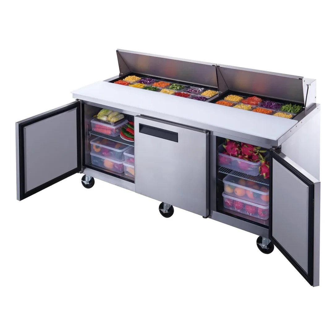 Dukers DSP72-18-S3 72 1/2" Sandwich/Salad Prep Table w/ Refrigerated Base, 115v