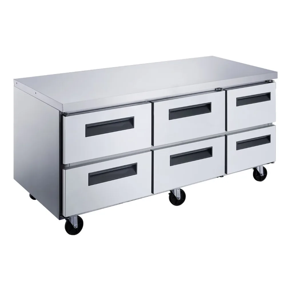 Dukers DUC72R-D6 72" Undercounter Refrigerator w/ (3) Sections & (6) Drawers, 115v
