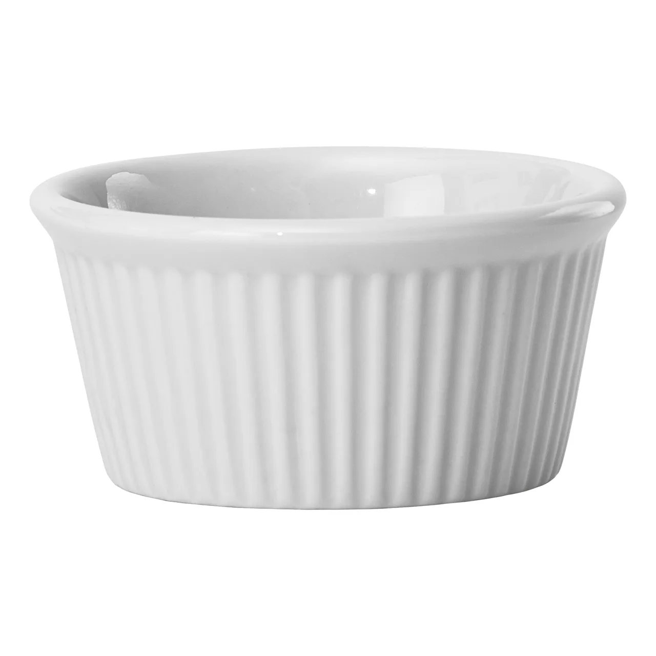 Winco FRR-3 Fluted Porcelain Ramekin, 3 oz (3" Dia x 1½" H), Round White, 1 Dozen