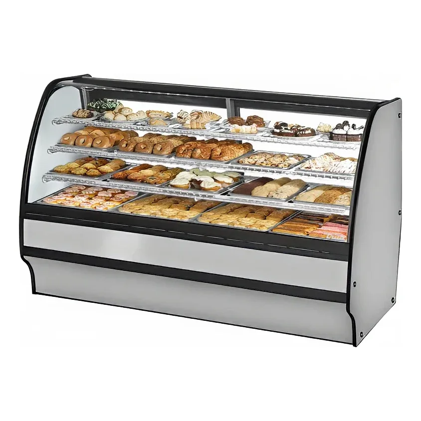 True TGM-DC-77-SC/SC-S-S 77 1/4″ Full Service Dry Bakery Case w/ Curved Glass – (4) Levels, 115v