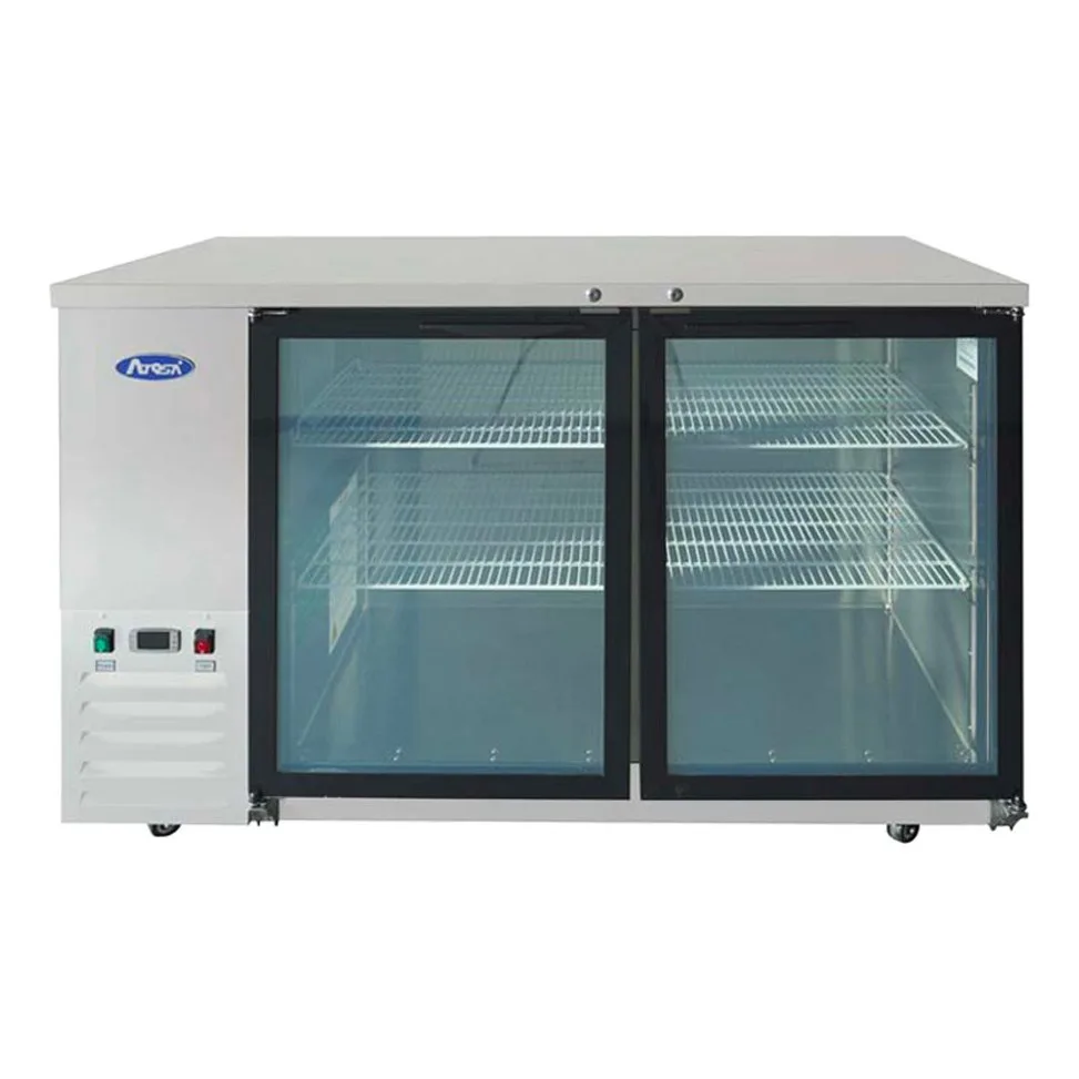 Atosa USA SBB59GGRAUS1 57" Two Section Back Bar Cooler with Glass Door, 15.0 cu. ft.