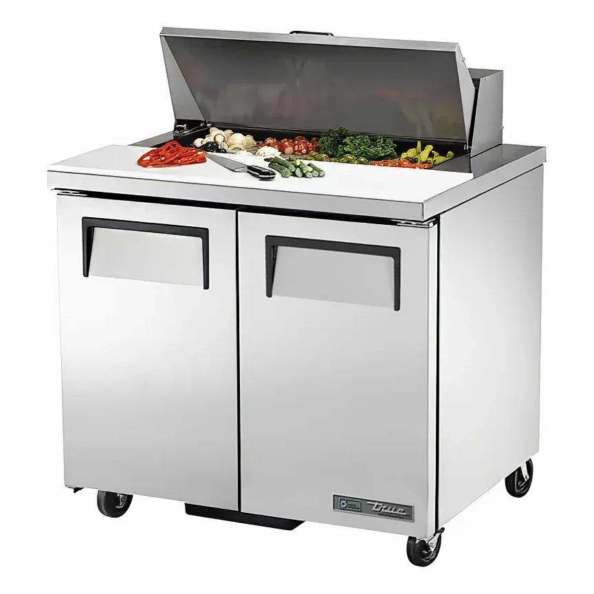 True TSSU-36-08-HC 36″ TSSU Series Sandwich/Salad Prep Table w/ Refrigerated Base, 115v