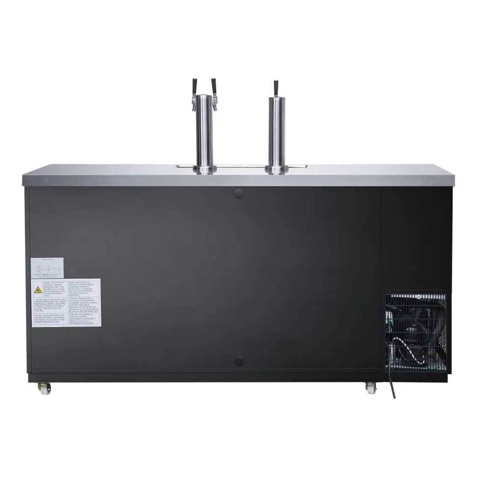 Dukers DKB72-M3 70 3/8" Kegerator Beer Dispenser w/ (12) 1/6 Keg Capacity - (2) Columns, Black, 115v