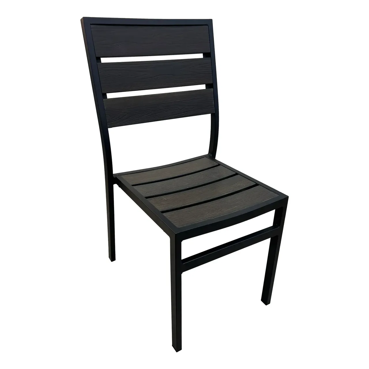 AAA Furniture Wholesale FB-09 Aluminum Outdoor Side Chair with Walnut Teakwood Back & Seat