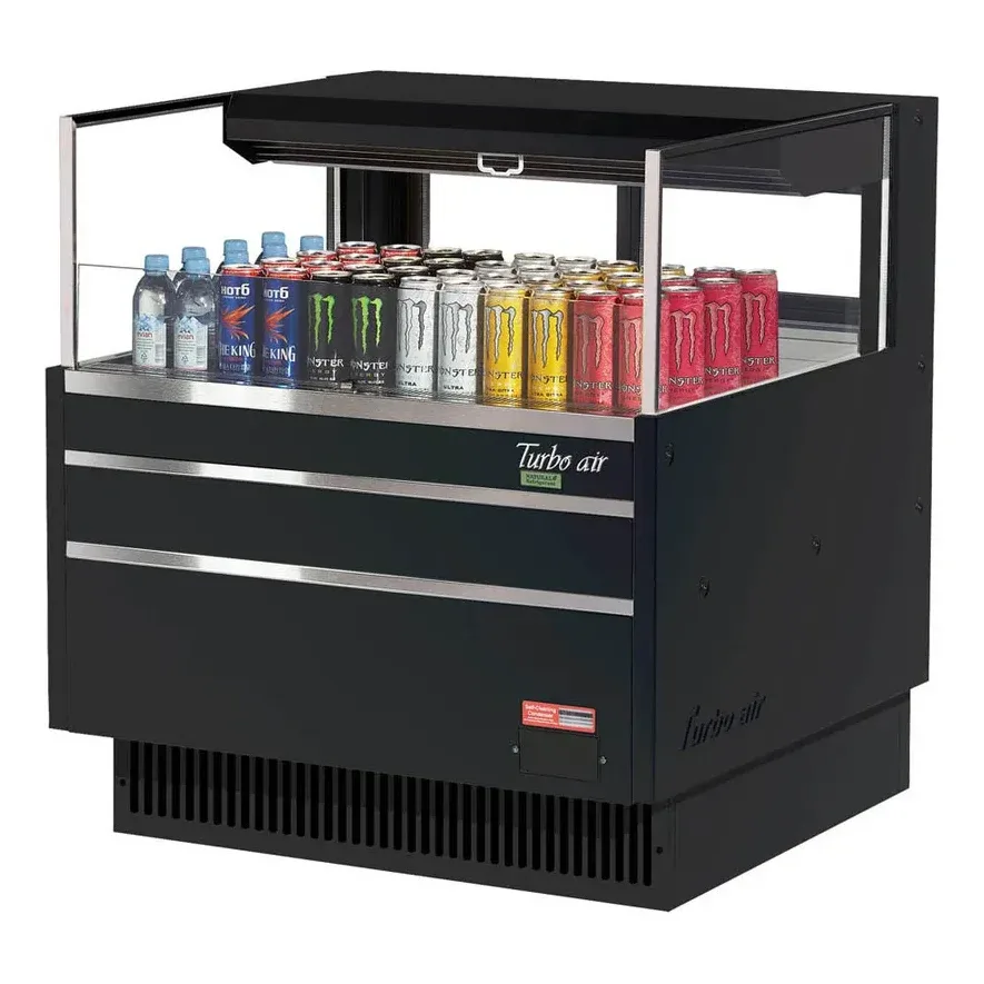 Turbo Air TOM-36L-UFD-W(B)-1S-N 34″ Horizontal Open Air Merchandiser, Specify Exterior, Self-Contained, Deck Only, Low Profile, w/ Rear Sliding Doors, 4.6 cu. ft.