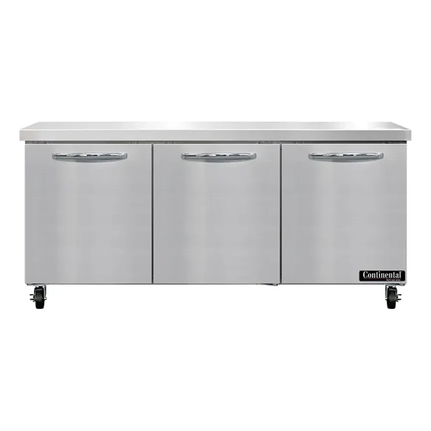 Continental SW72N 72″ Worktop Refrigerator w/ (3) Sections, 115v