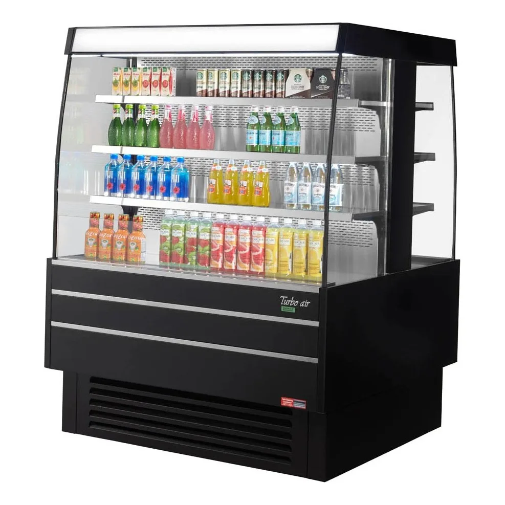 Turbo Air TIOM-48SB-N 51″ Island Display Square Refrigerated Merchandiser in Black, Self-Serve, (3+3) 6 Shelves, 17.6 cu. ft.