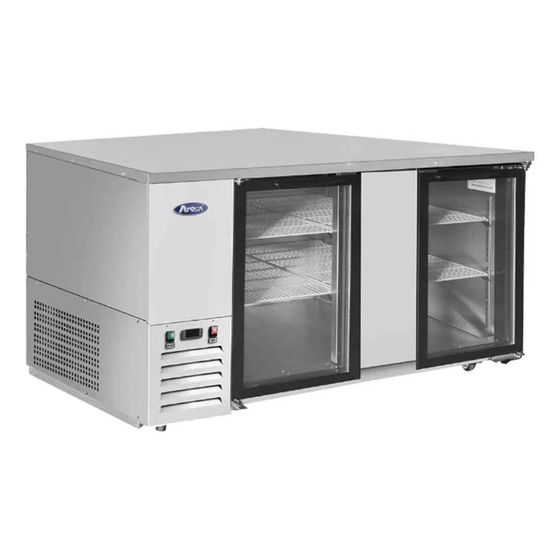 Atosa USA SBB69GGRAUS1 68“ Two Section Back Bar Cooler with Glass Door, 18.6 cu. ft.