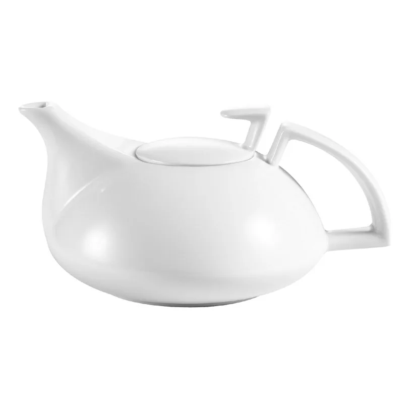 CAC China COL-TP - Porcelain Bone White Teapot, 20 Oz, 7-3/4"L x 5-3/4"W x 3-3/4"H, With Lid, 1 Dozen