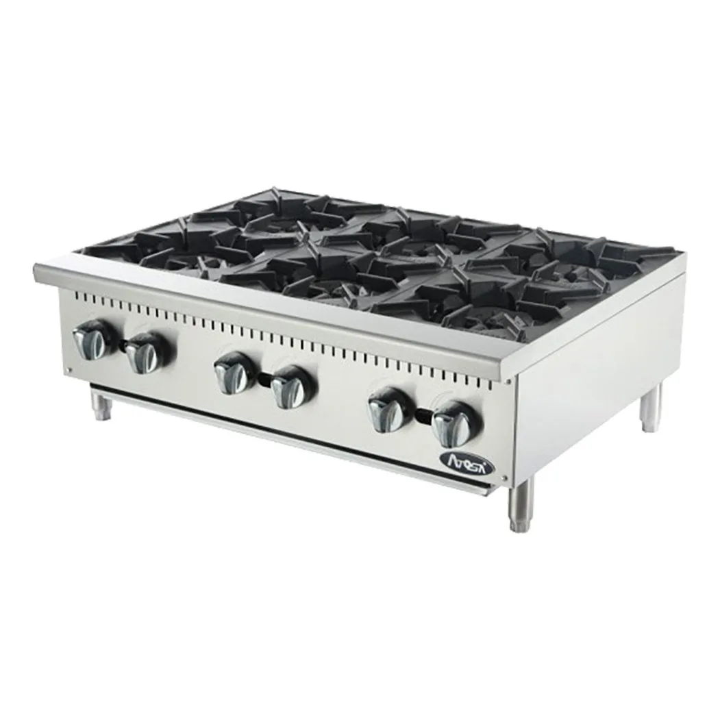 Atosa USA ATHP-36-6-LP 36" Countertop LP Gas Hotplate w/ (6) Burners, Manual Controls, 150.000 BTU