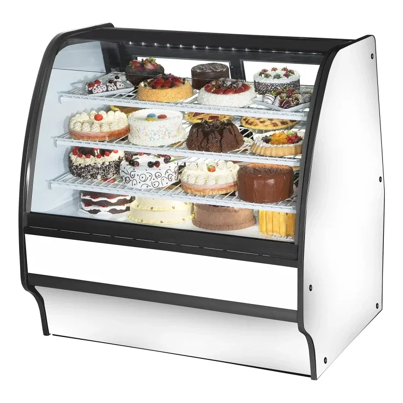 True TGM-R-48-SC/SC-W-W 48 1/4″ Full Service Bakery Case w/ Curved Glass – (4) Levels, 115v