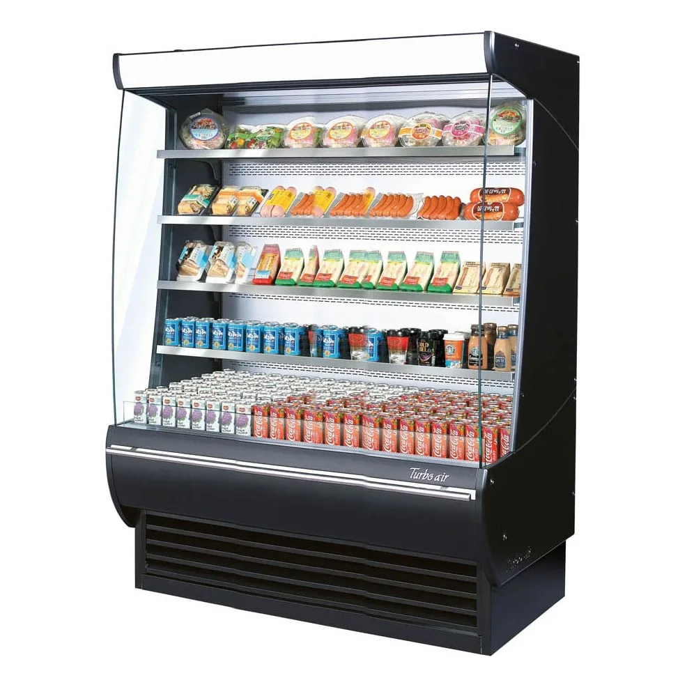 Turbo Air TOM-60DXB-N 60″ Vertical Extra Deep Open Air Merchandiser in Black, Self-Contained, 4 Shelves, 29.4 cu. ft.