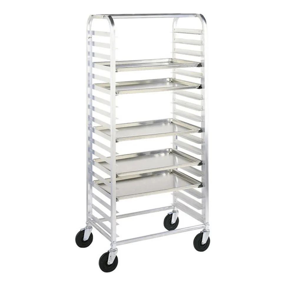 Metro RT3318N 18 Pan Aluminum Mobile Side Load Bun / Sheet Pan Rack, Unassembled