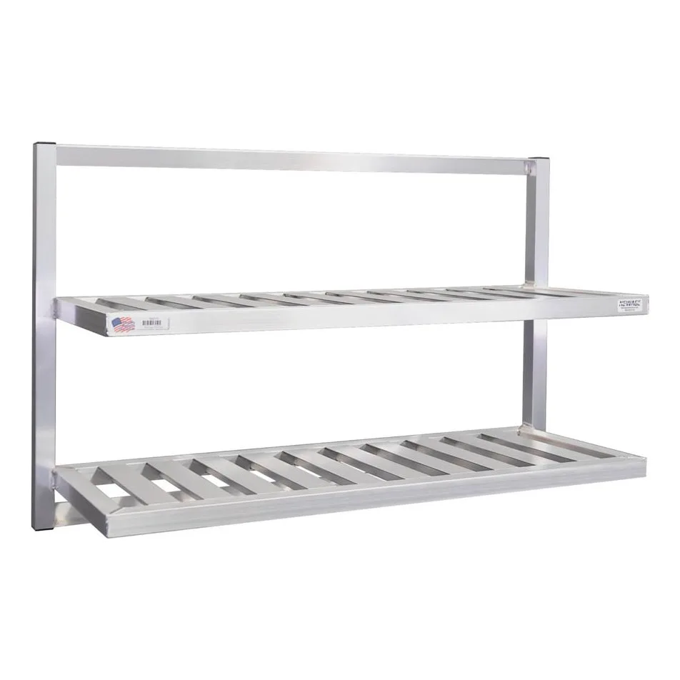 New Age 98213 Aluminum Two Tier T-Bar Wall Mounted Shelf - 48" x 16"