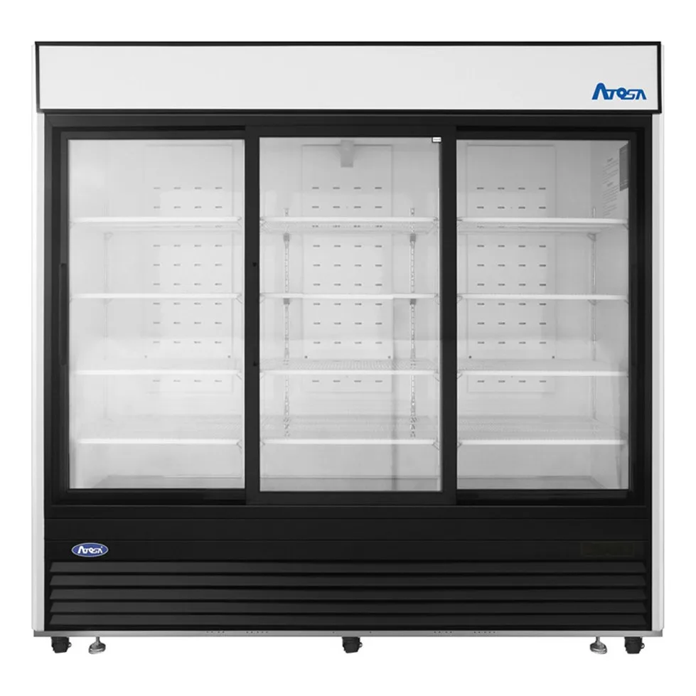 Atosa USA MCF8729GR - 3‑Section Glass Door Merchandiser, 68 cu ft, Black
