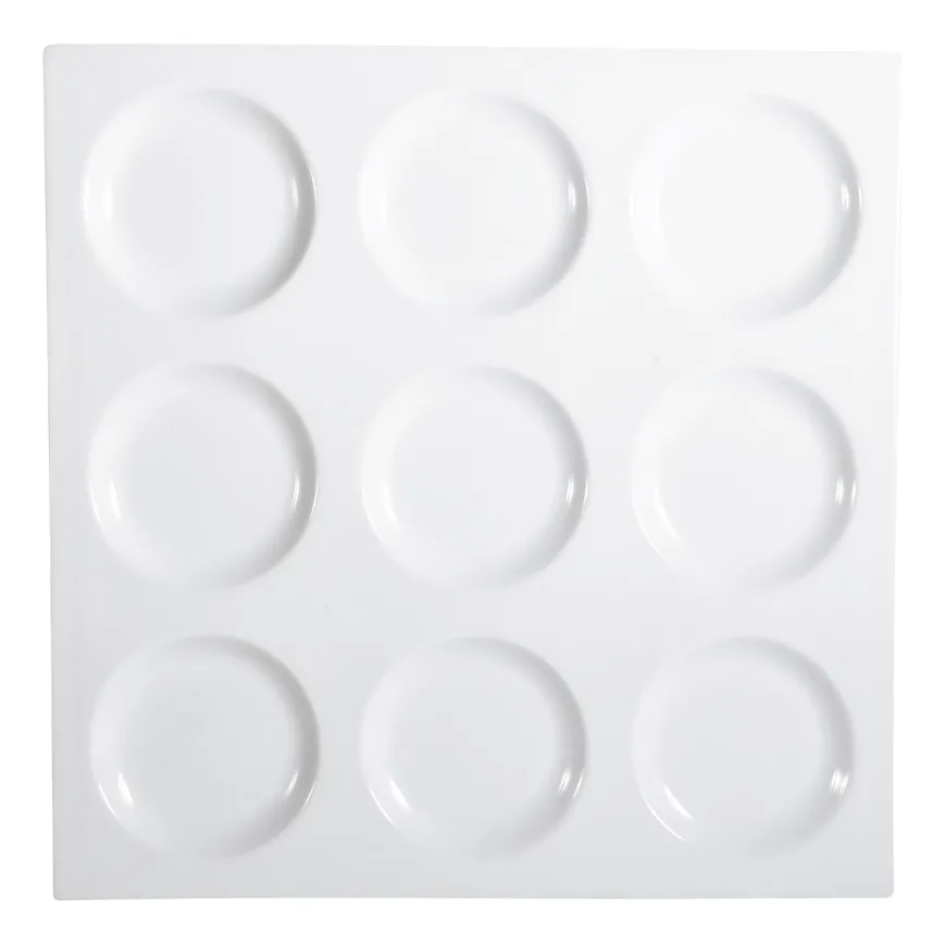 CACChina CMP-SQ12 Compartment Tray 12" x 12" x 1" Square 9 Compartments Porcelain White - 1 Dozen