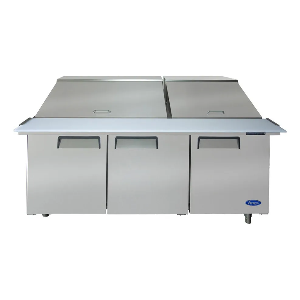 Atosa USA MSF8308GR 72" Three Section Mega Top Sandwich/Salad Prep Table w/ 3 Doors, 30 Pans