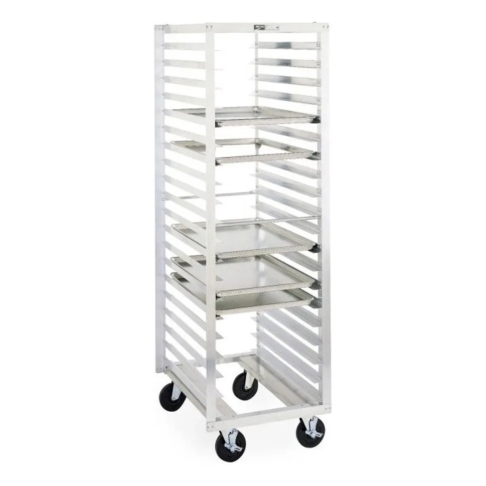 Metro RD23N 12 Pan Aluminum Mobile End Load Bun / Sheet Pan Rack with Single Section