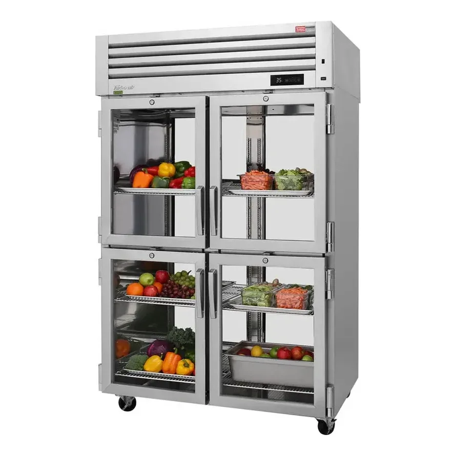 Turbo Air PRO-50-4R-G-PT-N Two Section Pass-Thru Refrigerator w/ 8 Half Glass Doors, Top Mount, 50 cu. ft.