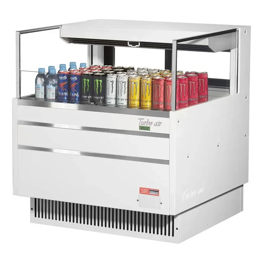 Turbo Air TOM-36L-UFD-W(B)-1S-N 34″ Horizontal Open Air Merchandiser, Specify Exterior, Self-Contained, Deck Only, Low Profile, w/ Rear Sliding Doors, 4.6 cu. ft. 2