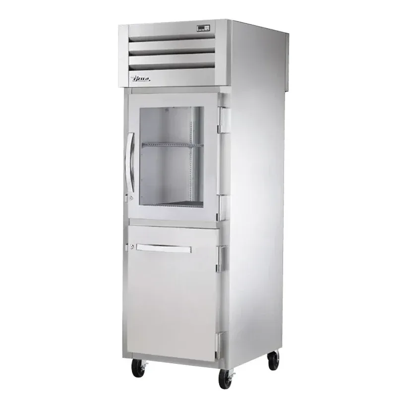 True STA1RPT-1HG/1HS-1S-HC 27 1/4″ One Section Pass Thru Refrigerator, (2) Glass Doors, (1) Solid Door, Right Hinge, 115v
