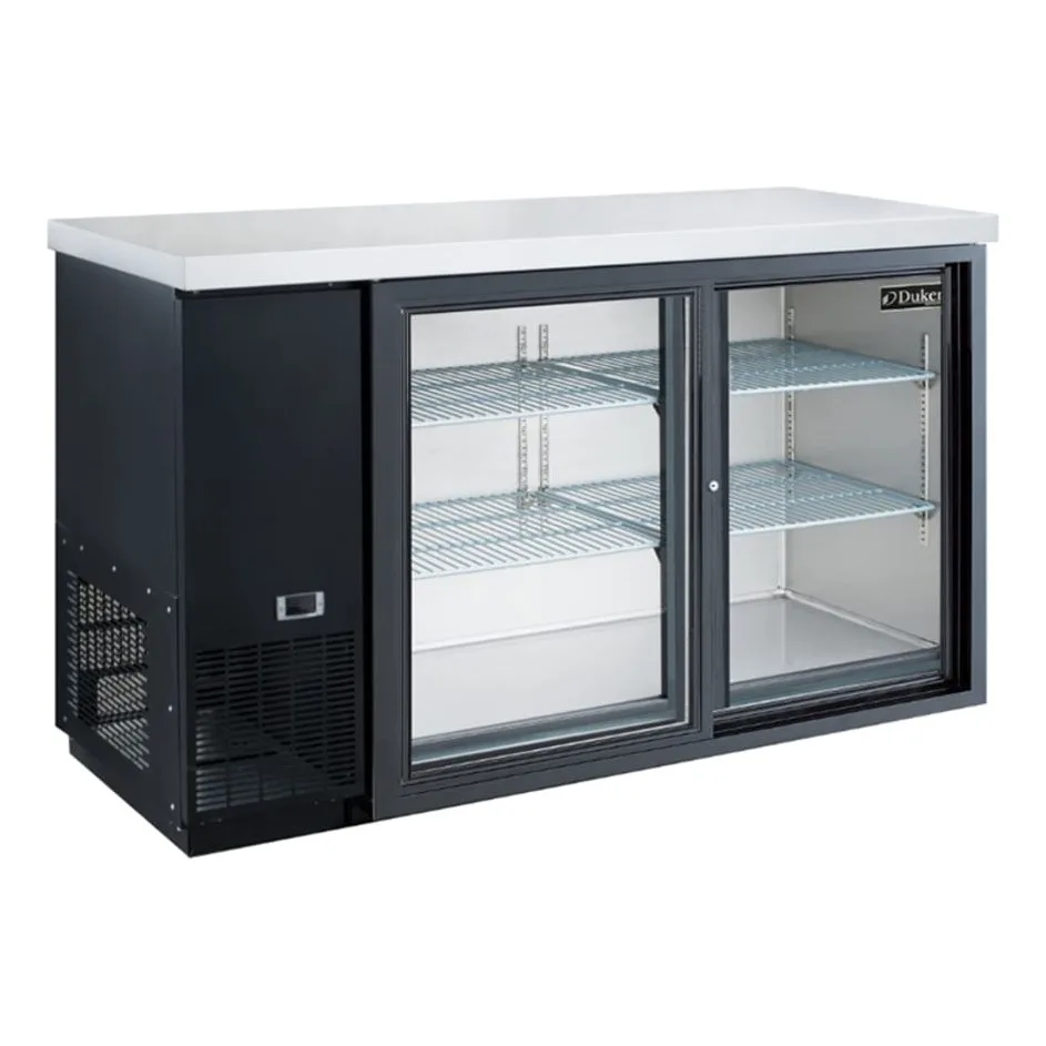 Dukers DBB60-S2 61 1/8" Bar Refrigerator - 2 Sliding Glass Doors, Black, 115v