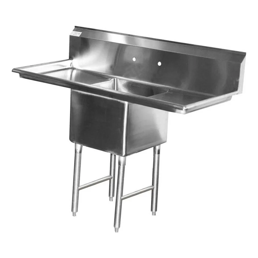 Serv-Ware D1CWP18182-18 54″ One Compartment Sink, 18″W x 18″L Bowl With 2 Drainboards