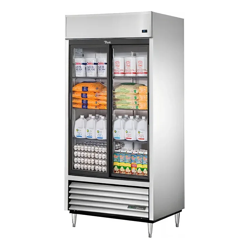 True TSD-33G-HC-LD 39 1/2″ Two Section Reach In Refrigerator, (2) Sliding Glass Doors, 115v