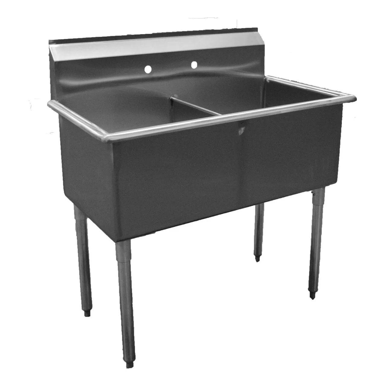 Serv-Ware D2CWP1818 41″ Two Compartment Sink, 18″W x 18″L Bowl Without Drainboard