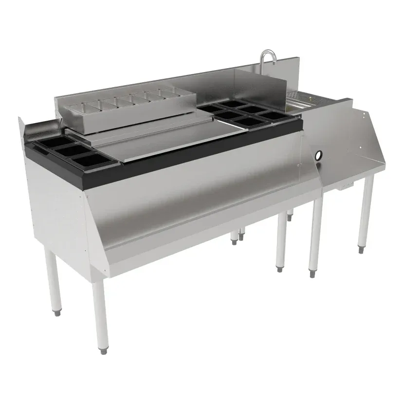 Perlick UCS60A 60-in Cocktail Station: Ice Chest, Bottle Wells, 18-in Blender w/ Sink