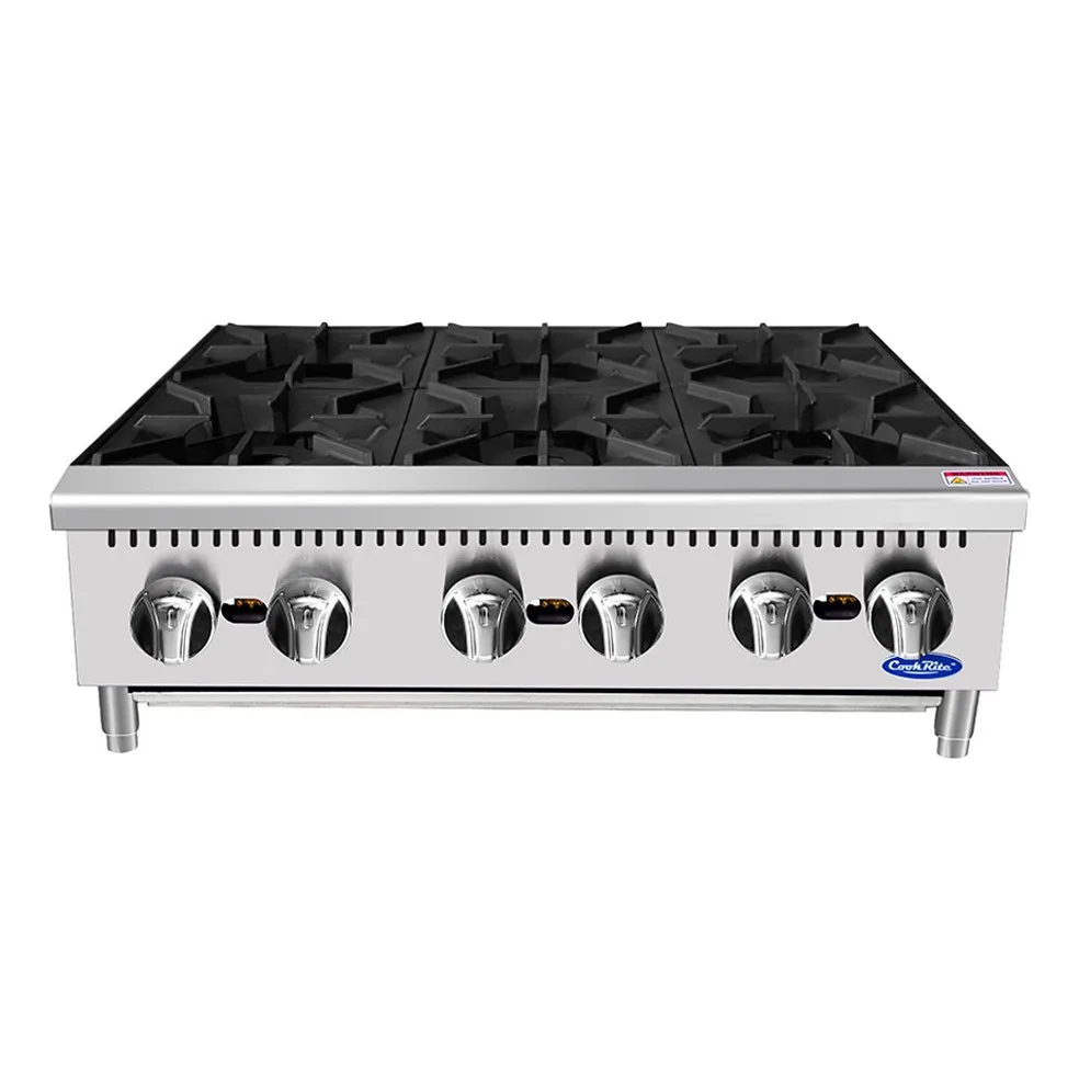 Atosa USA ACHP-6 36“ Countertop Gas Hotplate with (6) Burners, Manual Controls, 192.000 BTU