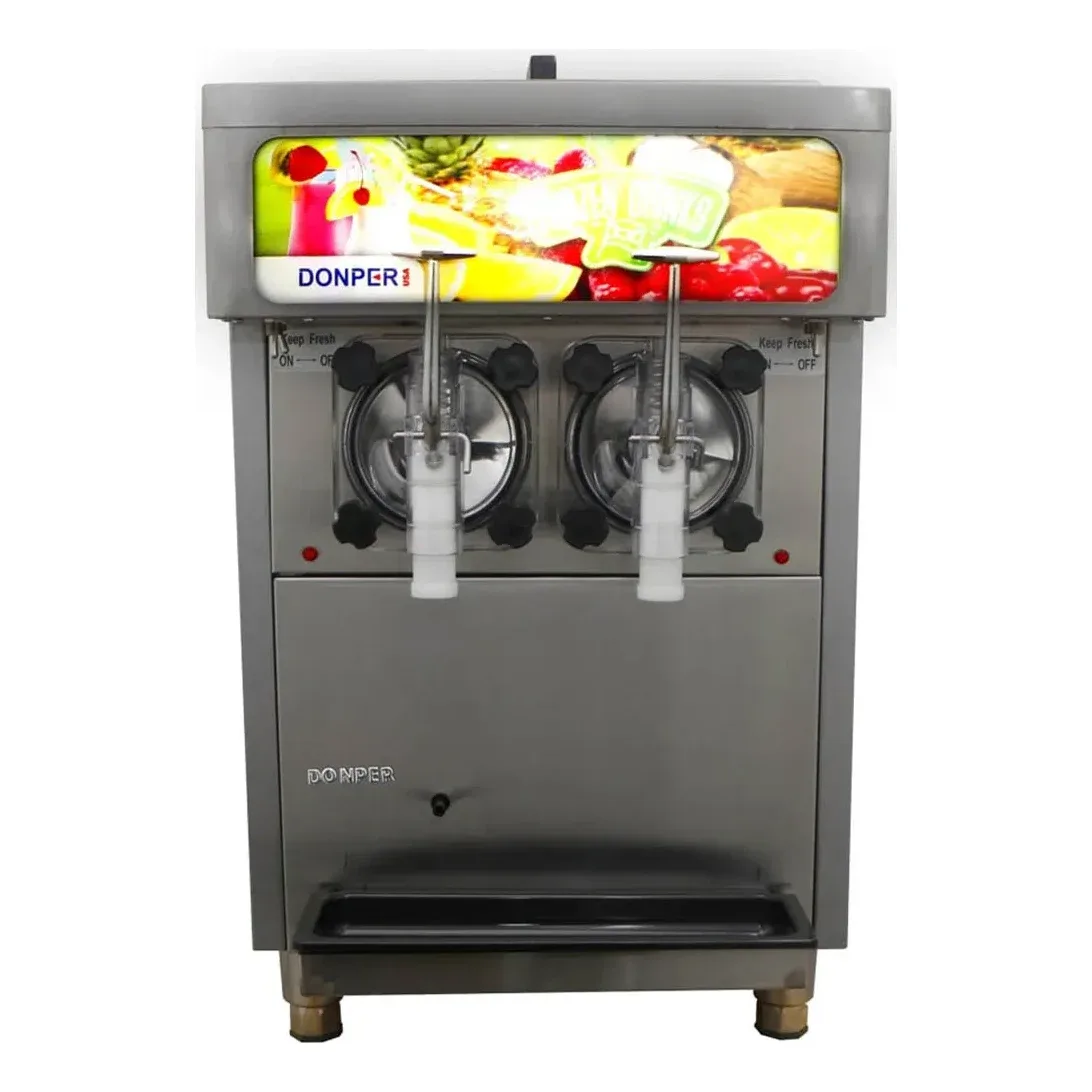 Donper USA XF248 Cylinder Type Frozen Drink Machine, Air Cooled w/11 qt. Hopper – 1hp-115V – Double